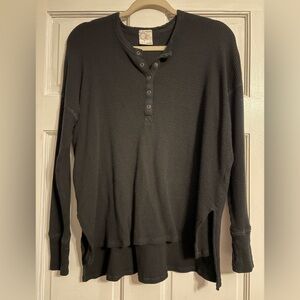 Aerie Black Long Sleeve Henley Top